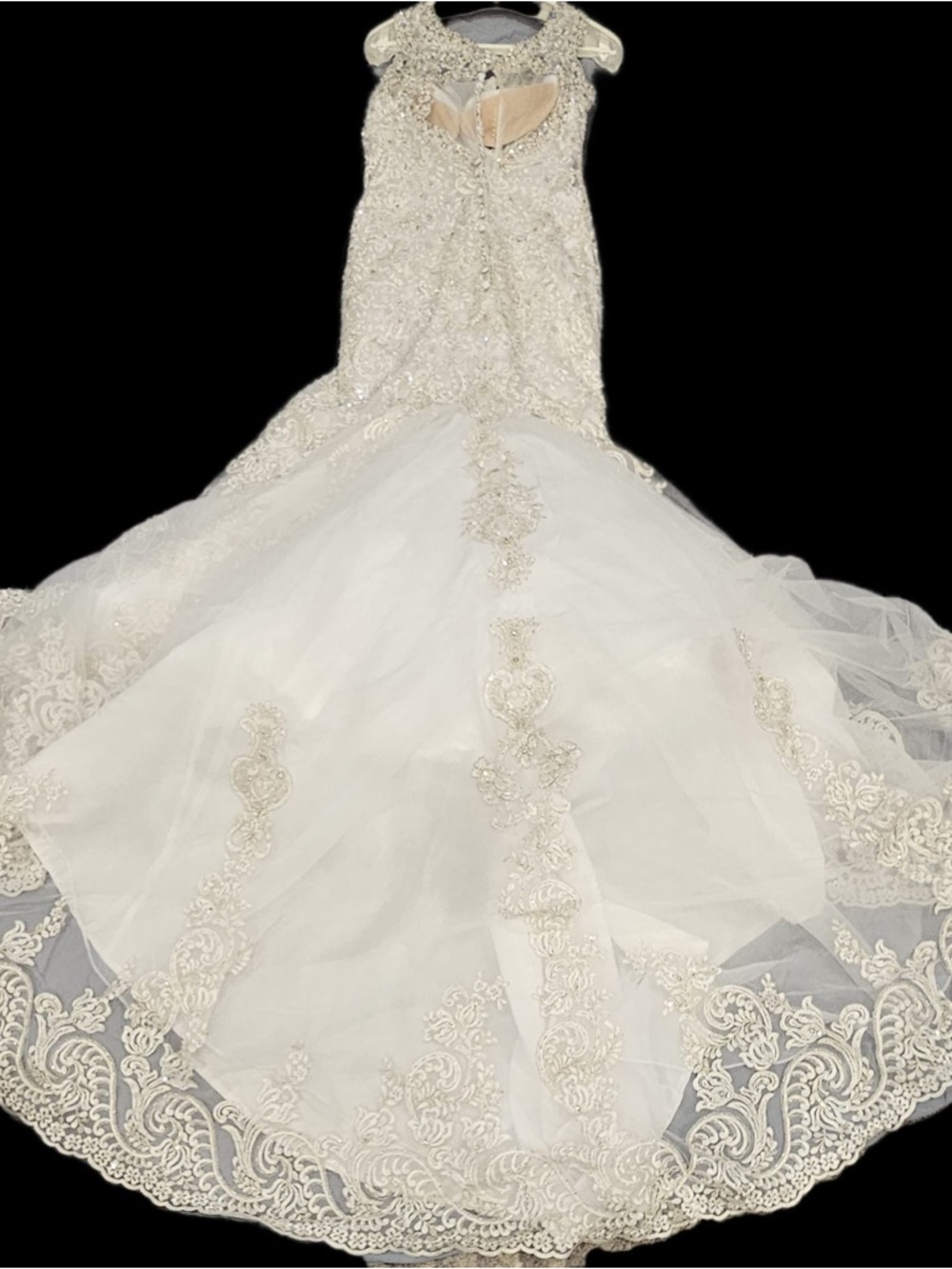 madison james Ivory and Gold Beaded Lace Mermaid Wedding Dress